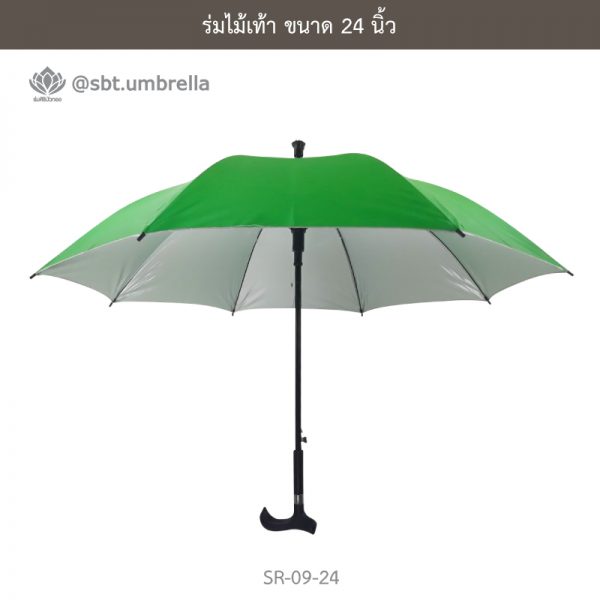 ร่มไม้เท้า เกรด A ขนาด 24 นิ้ว สีเขียว