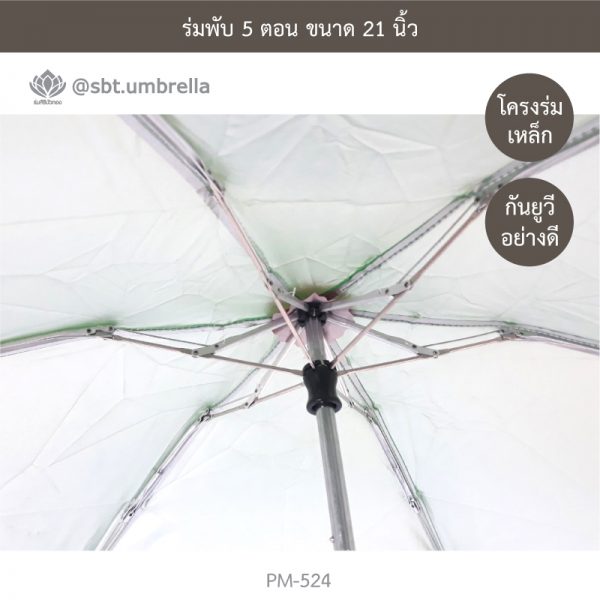 ร่มพับ 5 ตอน สีเขียว