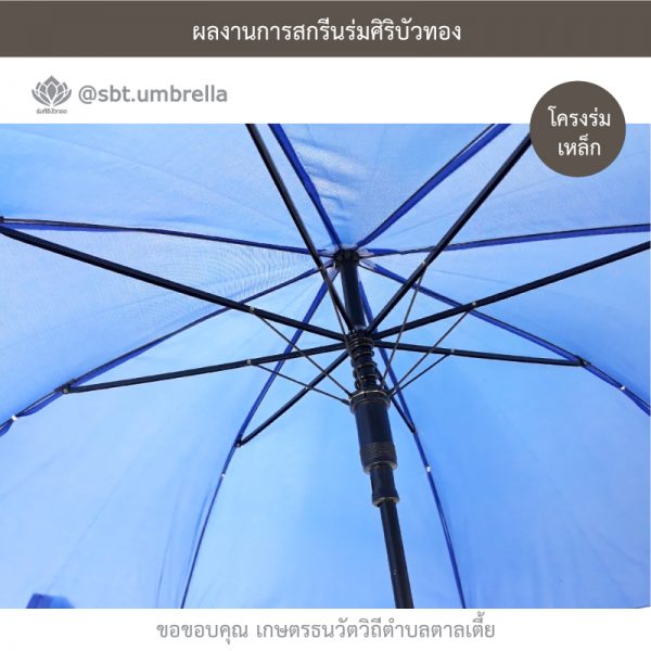 ร่มพรีเมียม ร่มตอนเดียว ขนาด 21 นิ้ว สีน้ำเงิน สกรีน เกษตรธนวัตวิถีตำบลตาลเตี้ย